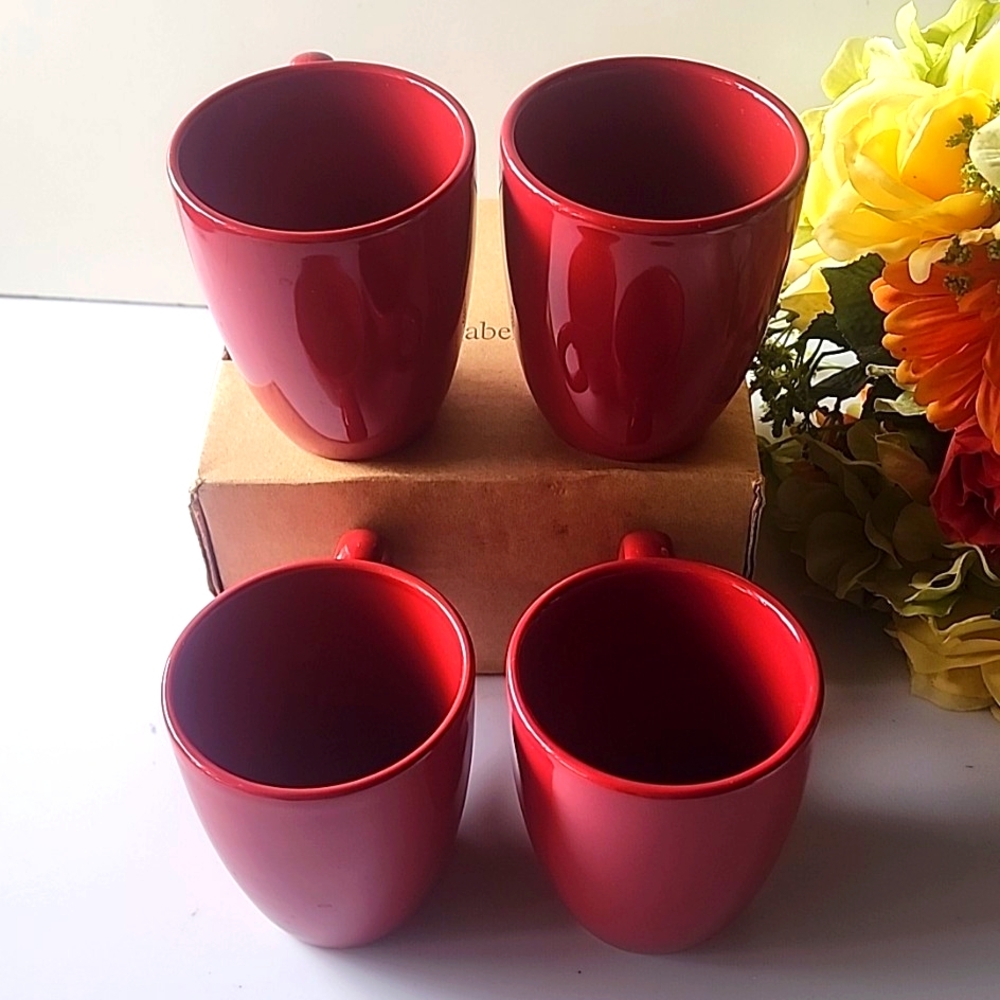 ☆Set of 4 Corelle, Red Coffee/Tea Mugs.☆